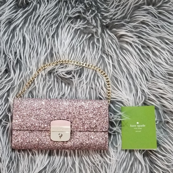 kate spade Handbags - 🍒NEW🍒 KATE SPADE PINK BLING WRISTLET WALLET